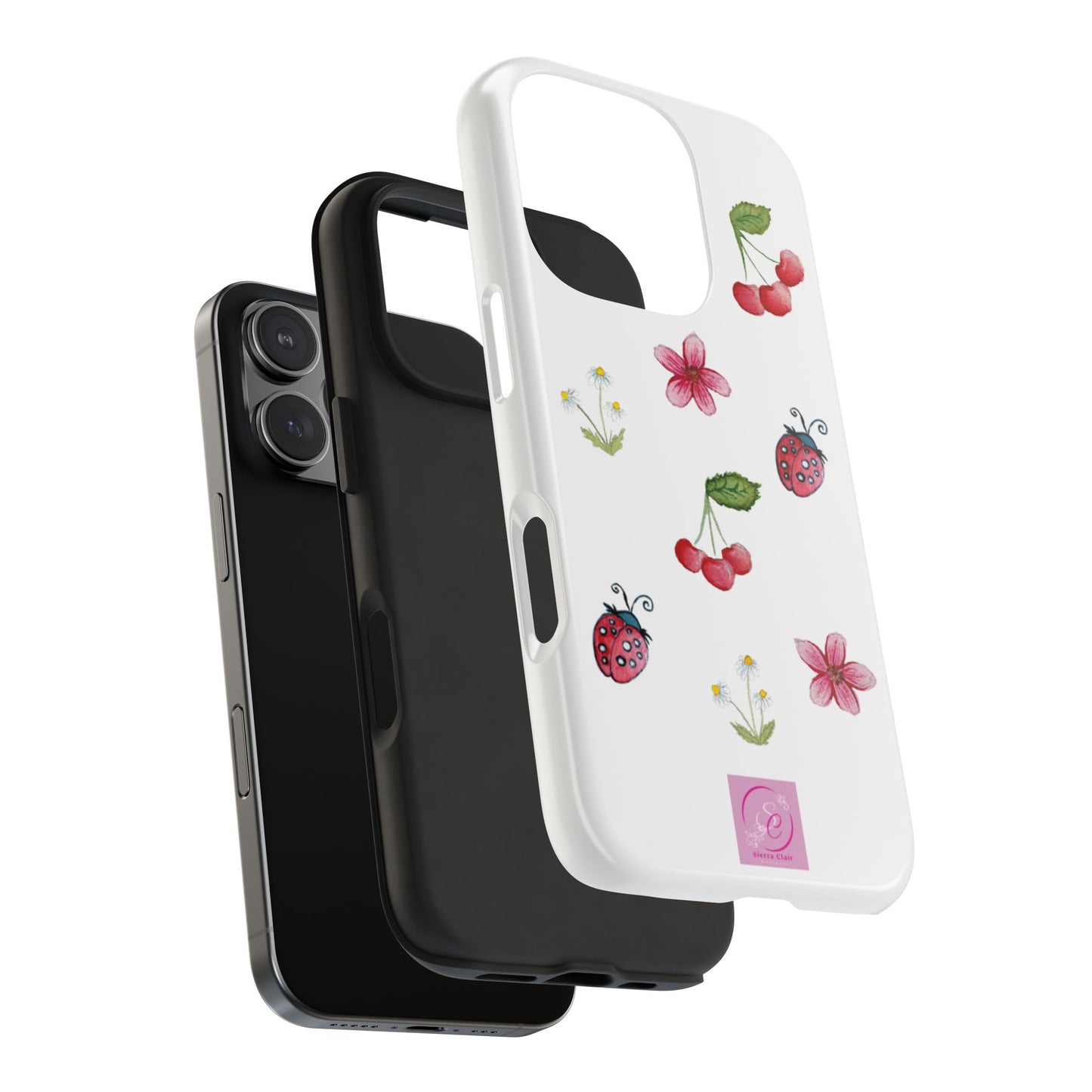Vibrant Floral Tough Phone Case, Cherry & Flower Design, Cute Gift for Her, Durable Protection, Trendy Phone Accessory, Ideal for Spring