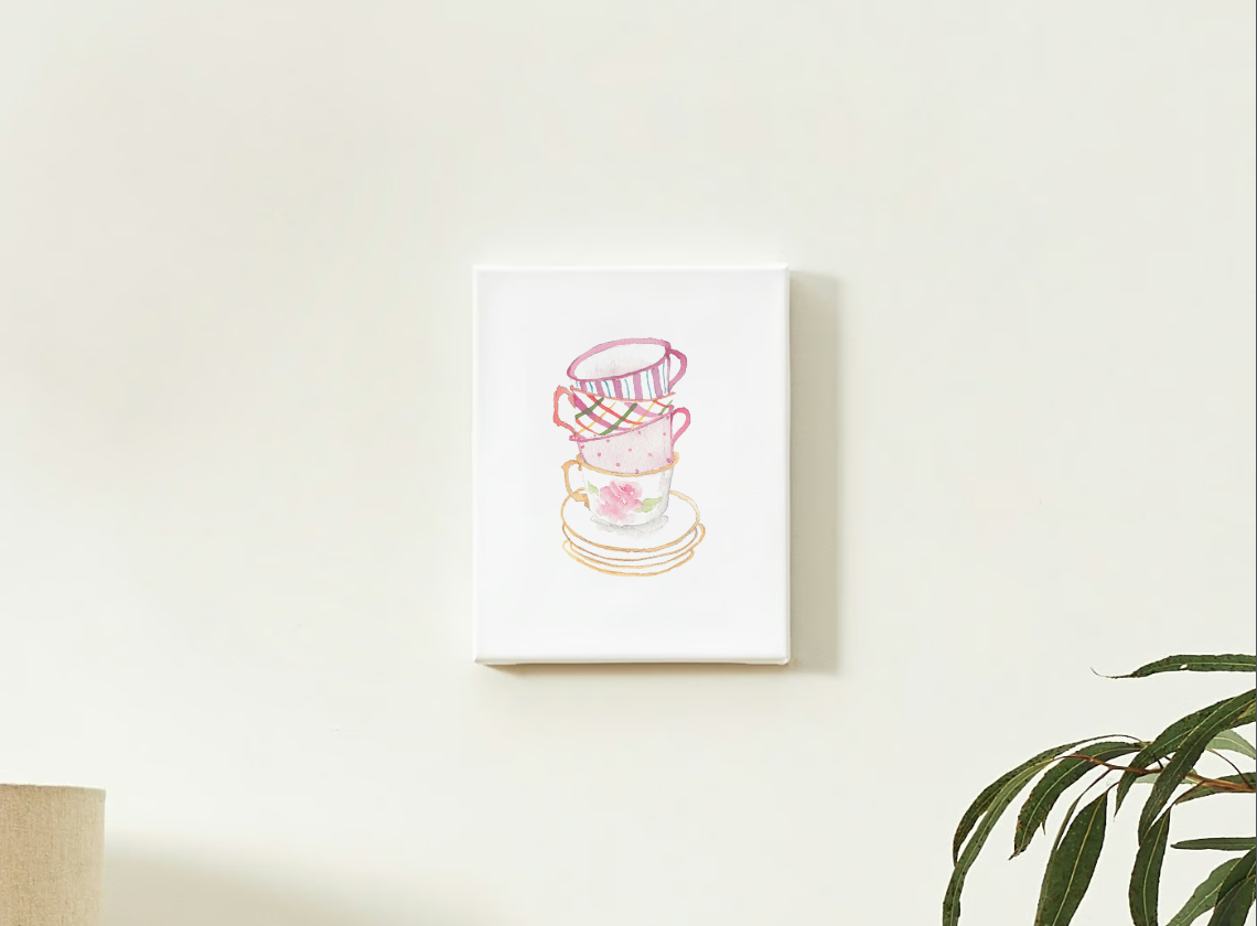 Home Decor Stacked Teacups Art Print
