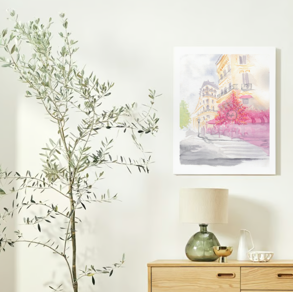Home Decor Pink Paris Cafe Art Print