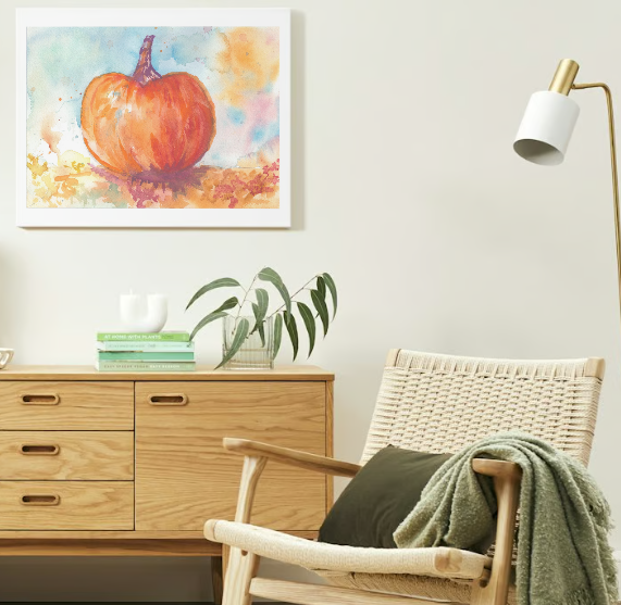 Home Decor Fall Colorful Pumpkin Art Print