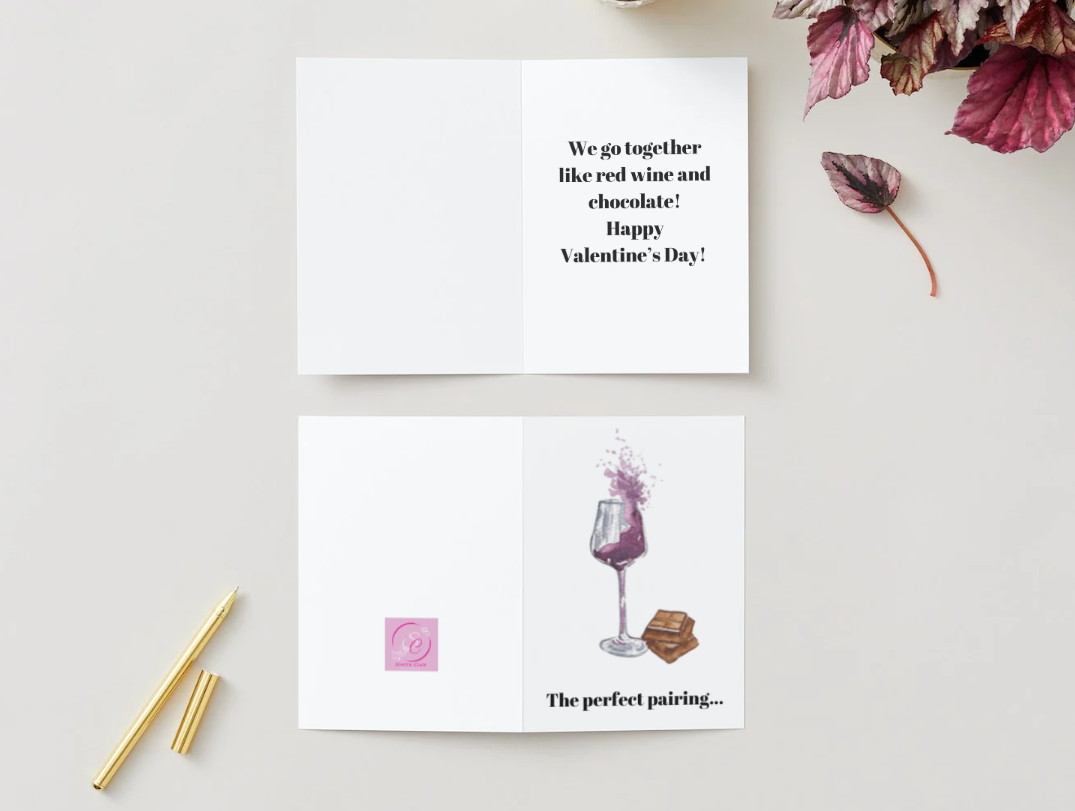 Valentine's Day Card: Red Wine and Chocolate