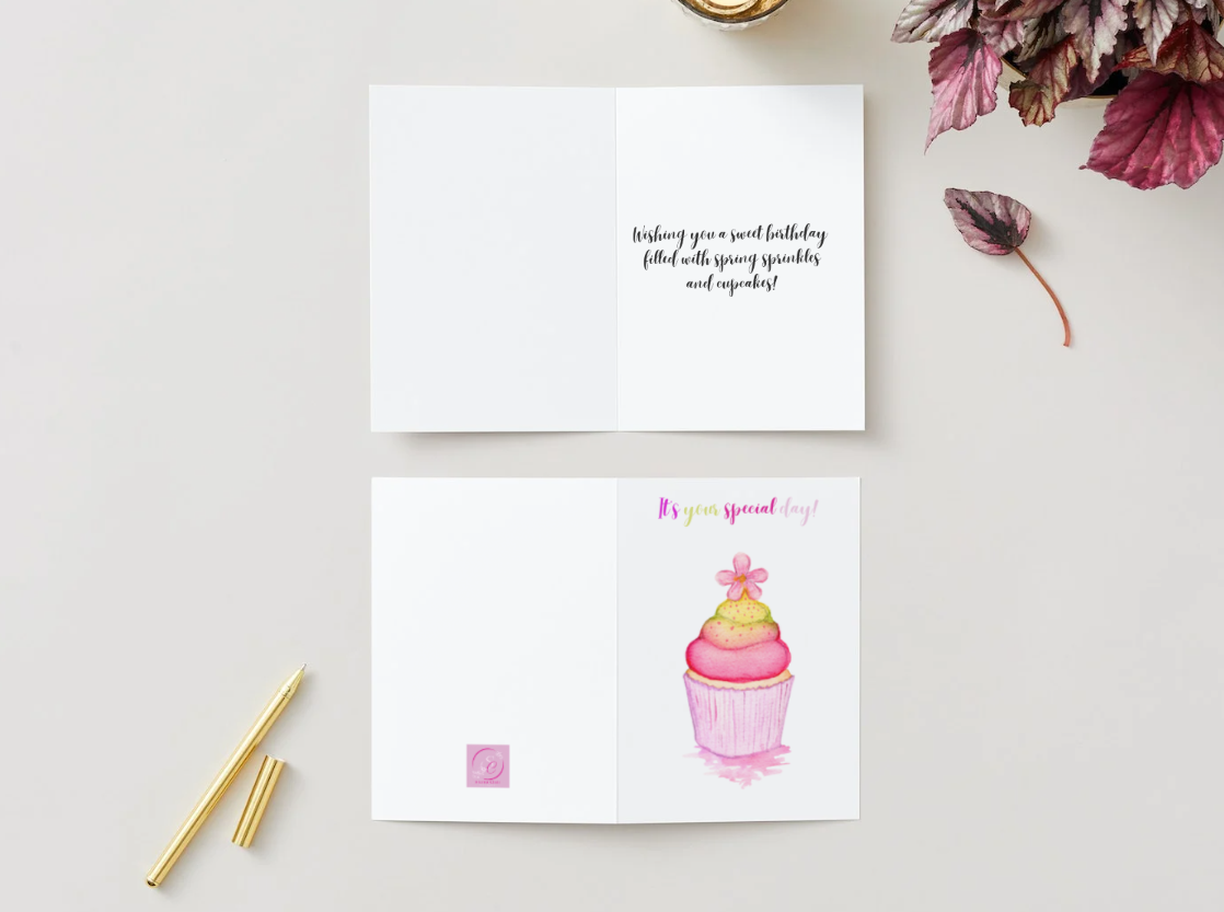 Birthday Card Spring Birthday Cupcake