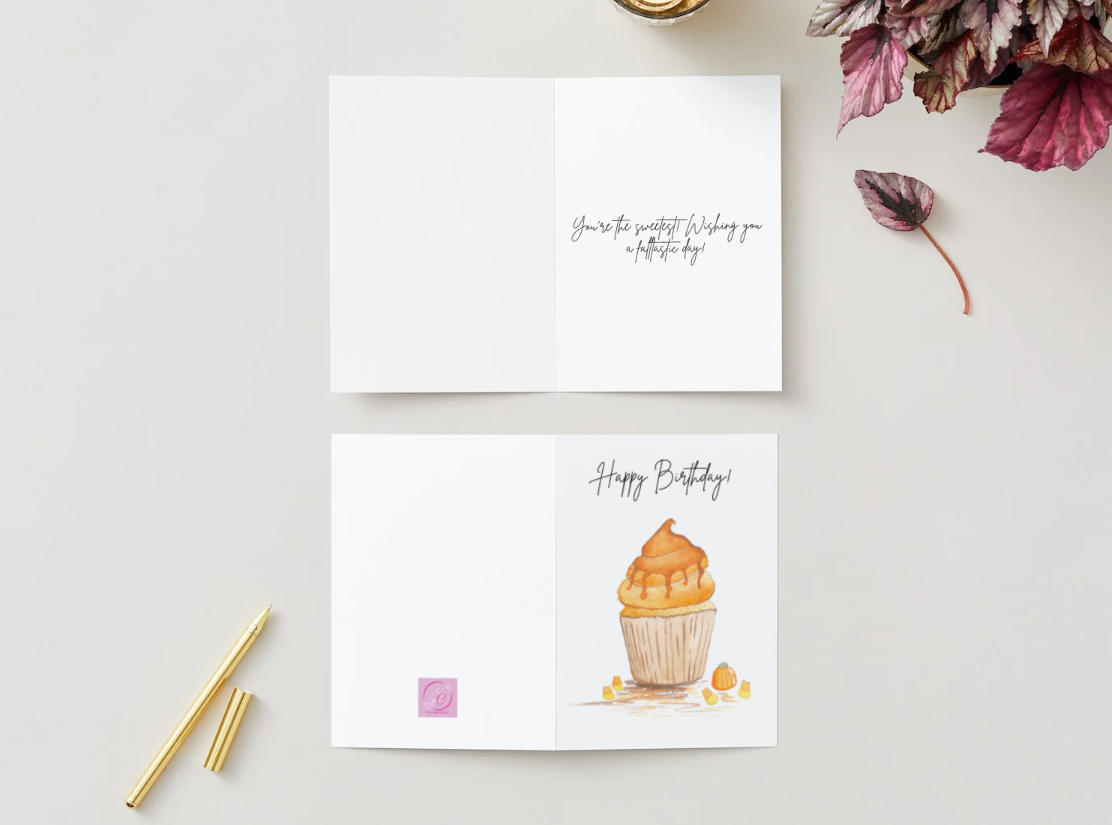 Birthday Card Fall Birthday Cupcake