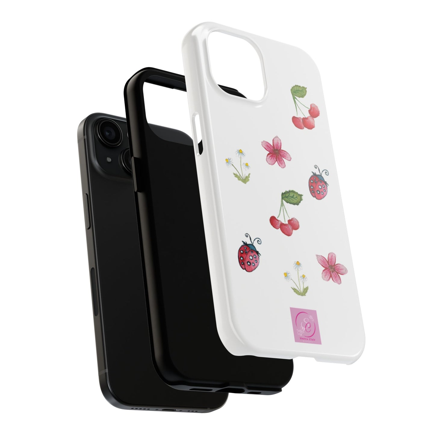 Vibrant Floral Tough Phone Case, Cherry & Flower Design, Cute Gift for Her, Durable Protection, Trendy Phone Accessory, Ideal for Spring