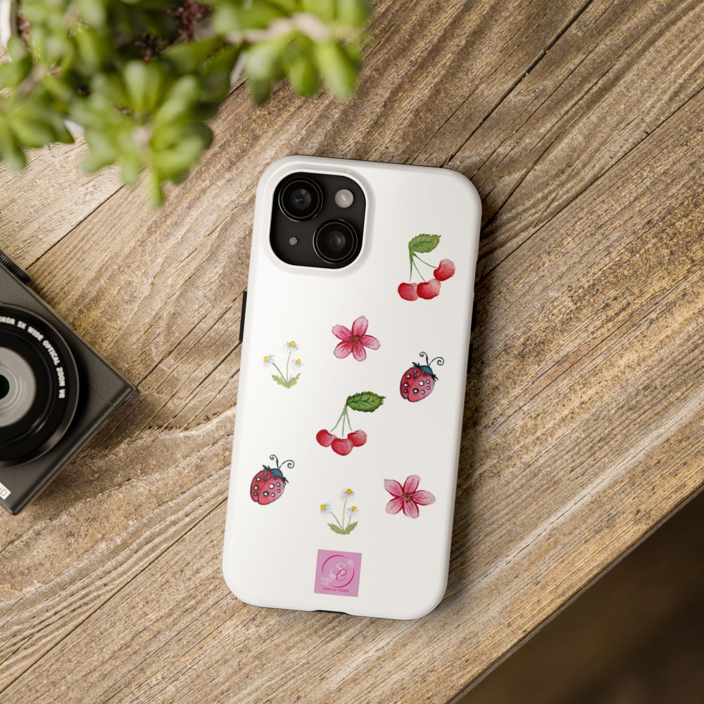 Vibrant Floral Tough Phone Case, Cherry & Flower Design, Cute Gift for Her, Durable Protection, Trendy Phone Accessory, Ideal for Spring