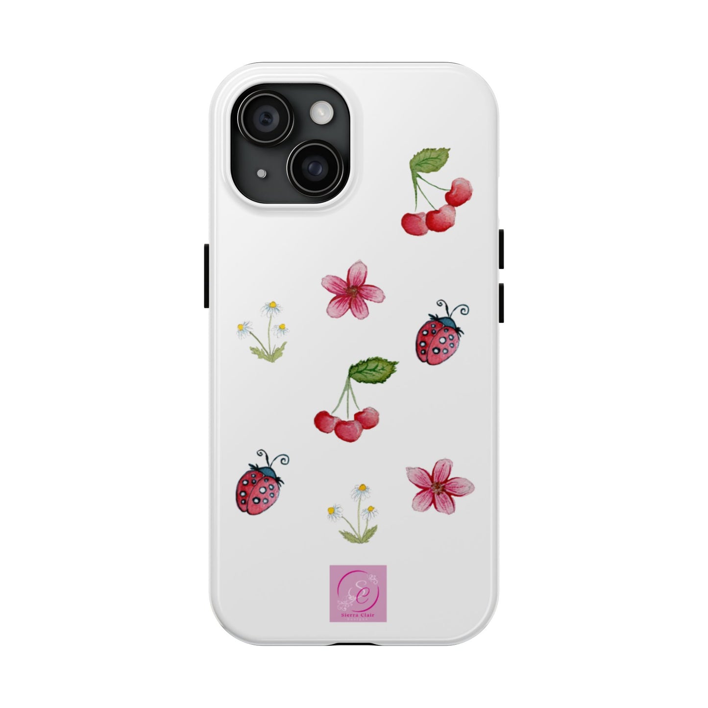 Vibrant Floral Tough Phone Case, Cherry & Flower Design, Cute Gift for Her, Durable Protection, Trendy Phone Accessory, Ideal for Spring