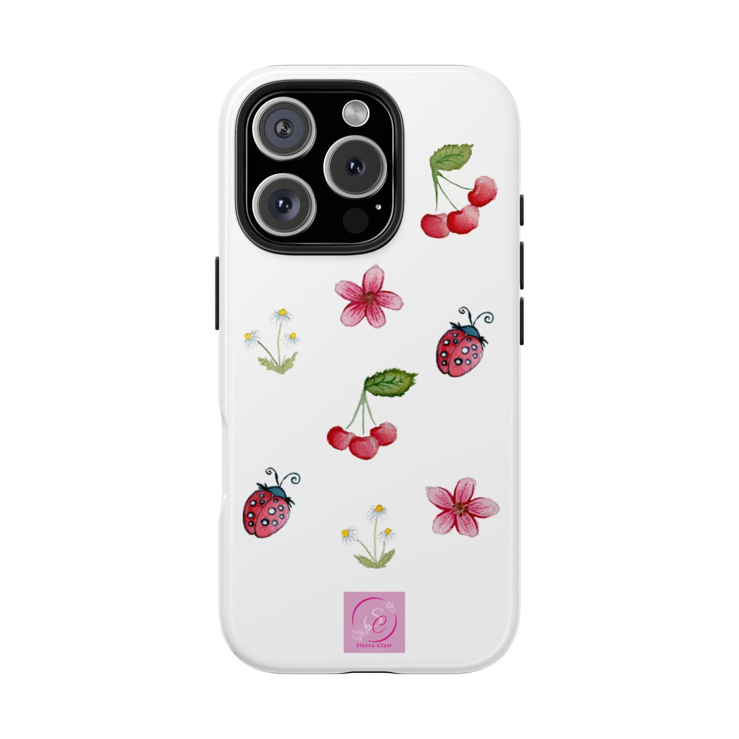Vibrant Floral Tough Phone Case, Cherry & Flower Design, Cute Gift for Her, Durable Protection, Trendy Phone Accessory, Ideal for Spring