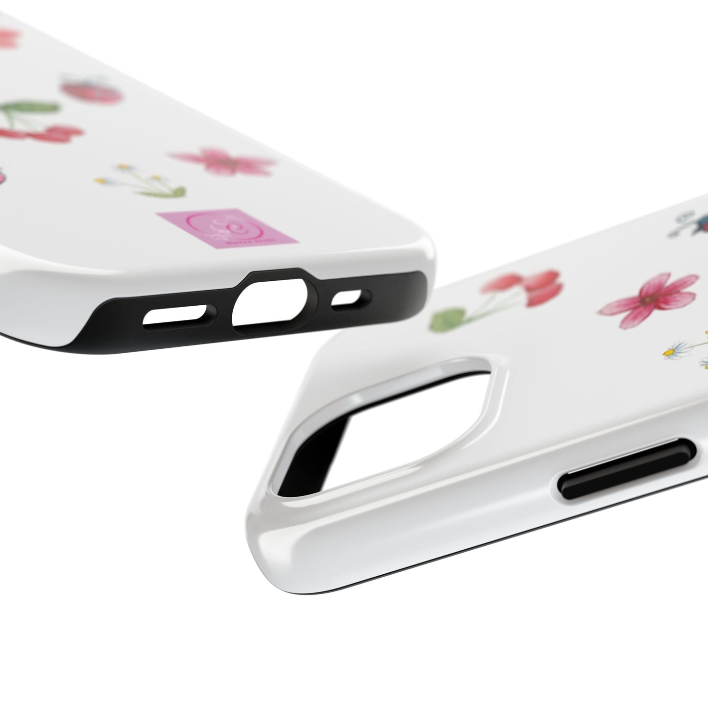 Vibrant Floral Tough Phone Case, Cherry & Flower Design, Cute Gift for Her, Durable Protection, Trendy Phone Accessory, Ideal for Spring