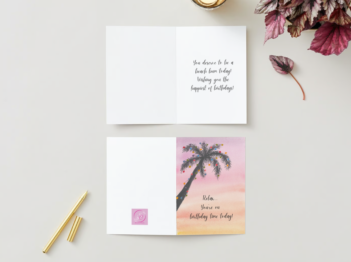 Birthday Card Tropical Palm Tree