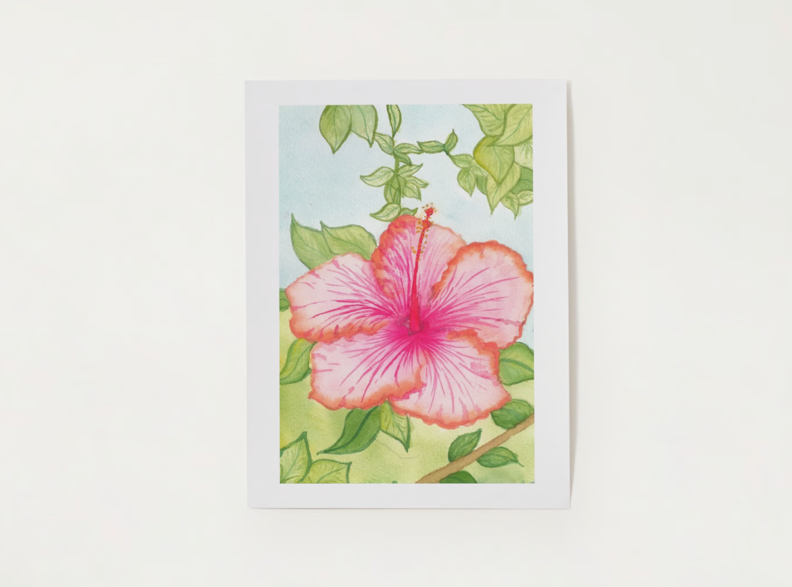Home Decor Tropical Pink Hibiscus Art Print