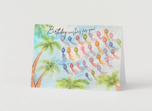 Birthday Card Colorful Lanterns