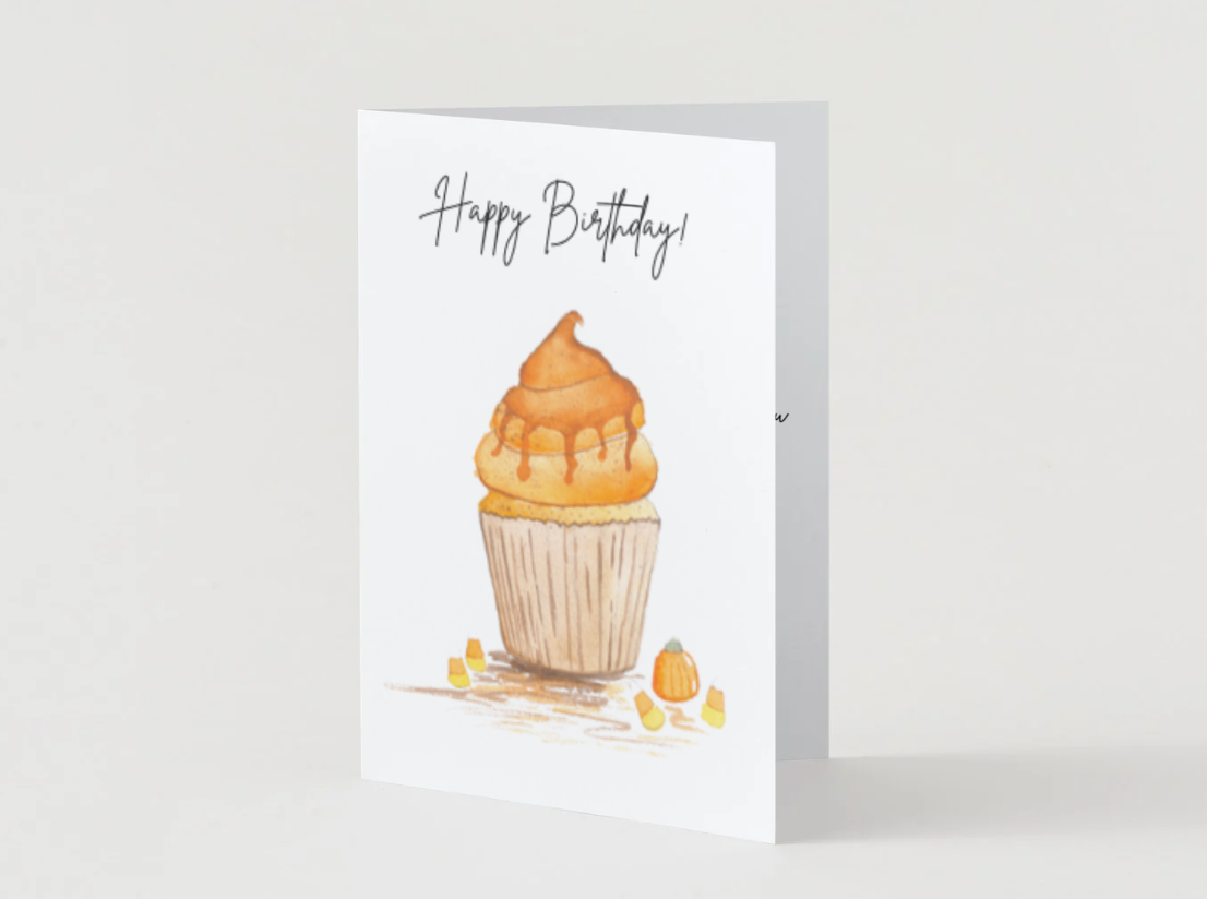 Birthday Card Fall Birthday Cupcake
